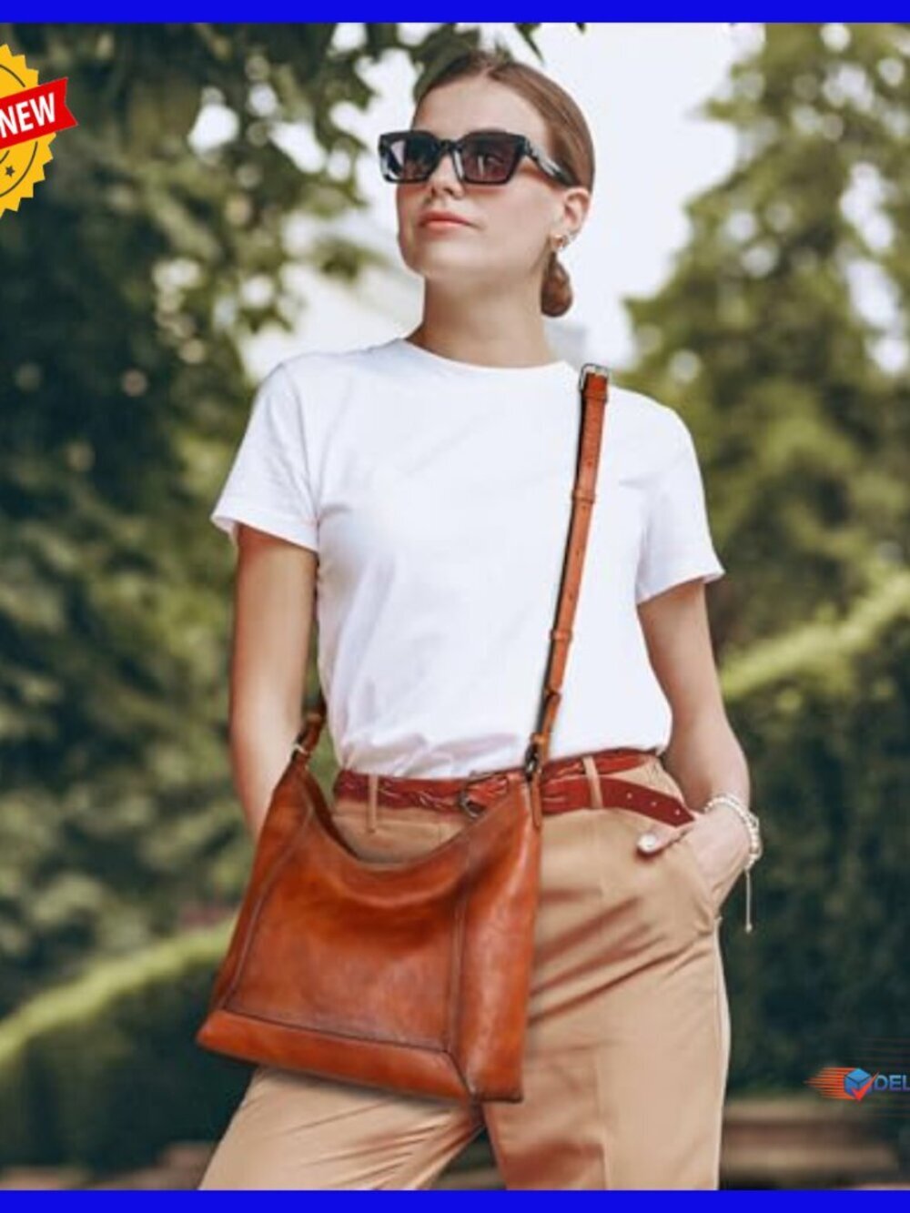 Genuine Leather Crossbody Hobo Bag Medium Size Shoulder Purse Satchel - Picture 2 of 7
